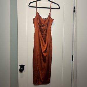 Rust Silk Slip Dress